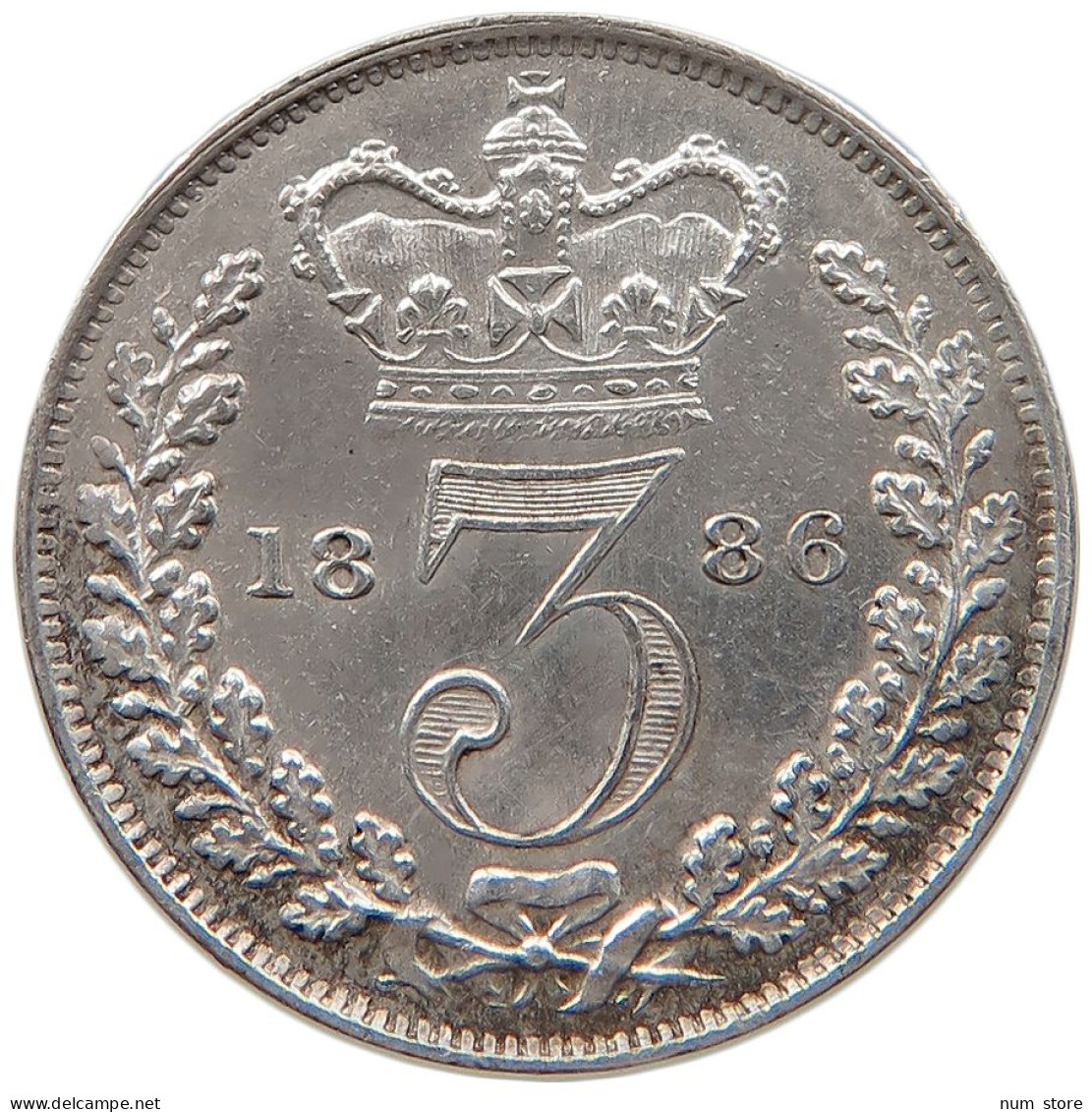 GREAT BRITAIN THREEPENCE 1886 Victoria 1837-1901 #t143 0629 - F. 3 Pence