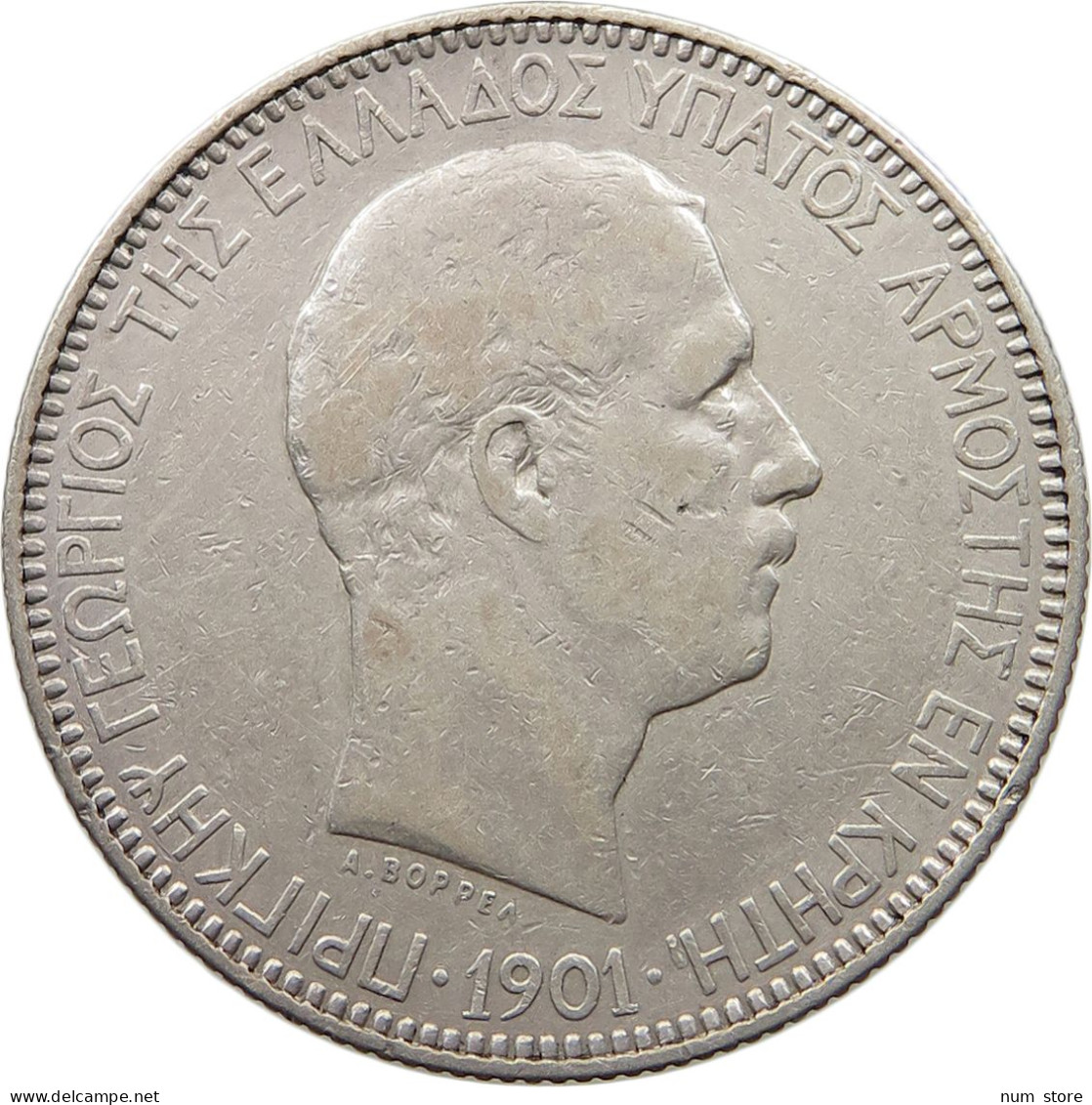 GREECE CRETE 5 DRACHMAI 1901 George I. (1863-1913) #t090 0011 - Grèce