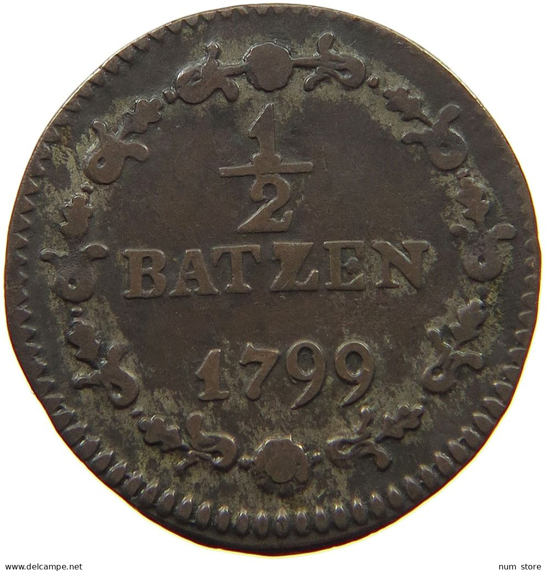 HELVETISCHE REPUBLIK 1/2 BATZEN 1799  #t084 0299 - Autres & Non Classés