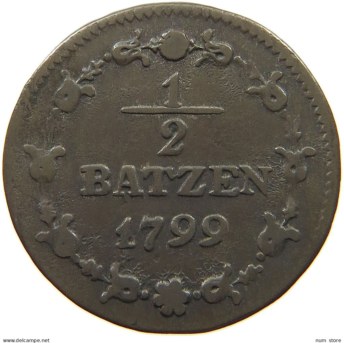 HELVETISCHE REPUBLIK 1/2 BATZEN 1799  #t113 0207 - Autres & Non Classés