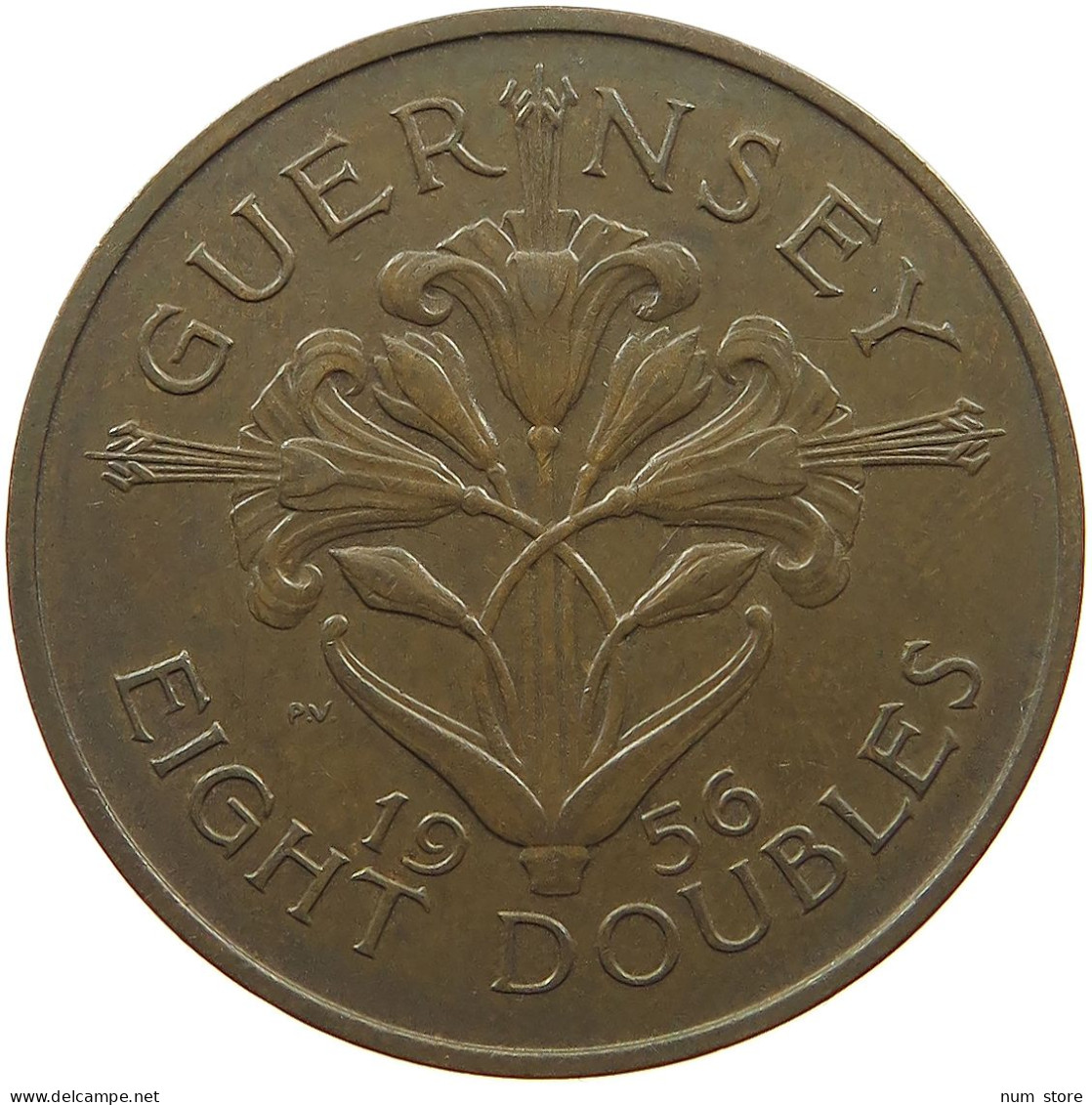 GUERNSEY 8 DOUBLES 1956 Elizabeth II. (1952-2022) #a039 0559 - Guernesey