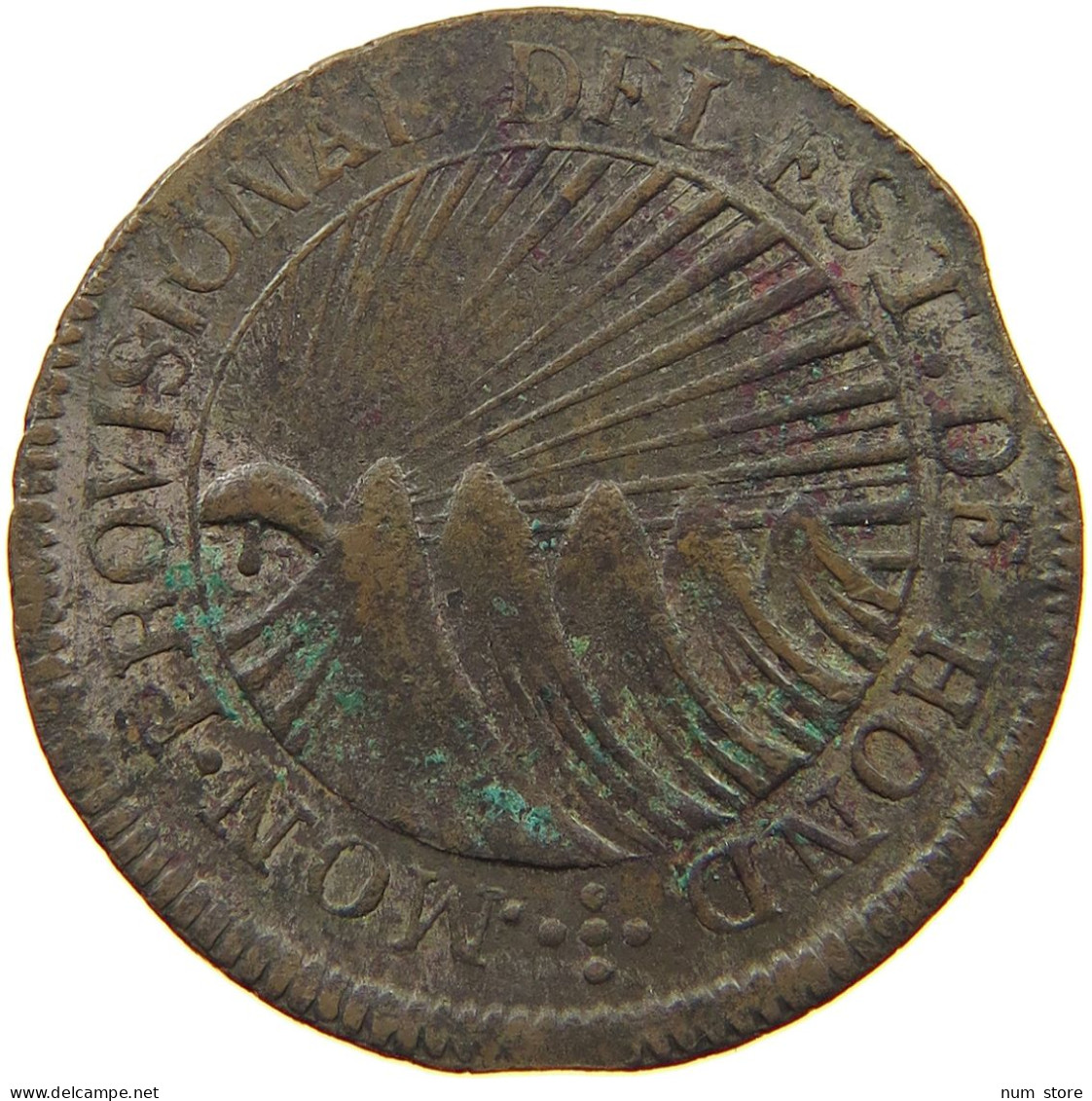 HONDURAS 2 REALES 1833 COPPER STRUCK #t135 0205 - Honduras