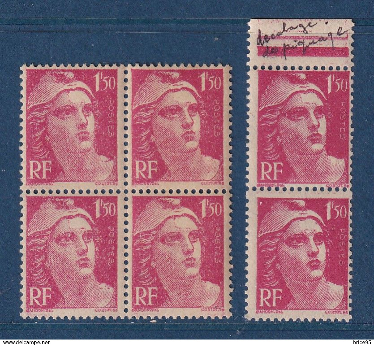 France - Variété - YT N° 712 ** - Neuf Sans Charnière - Pétouille - Couleur - 1945 à 1947 - Unused Stamps