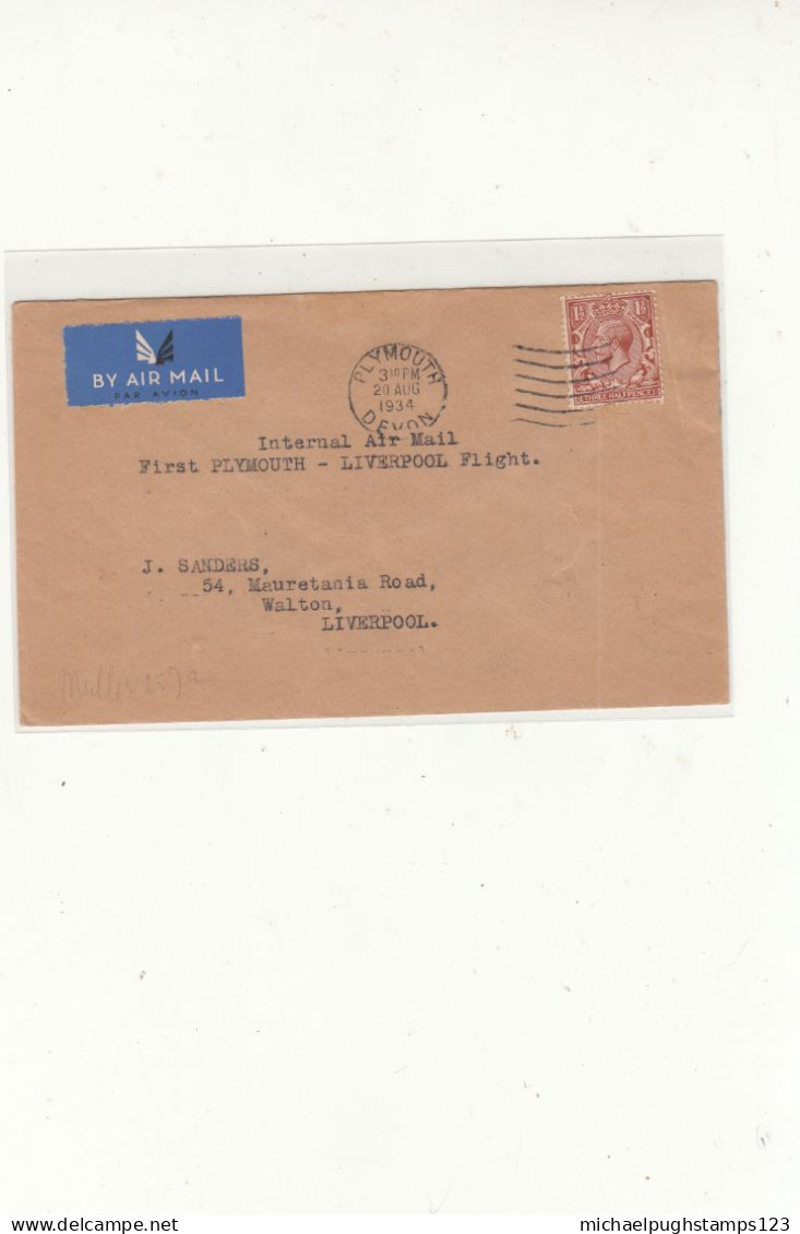 G.B. / 1934 Internal Airmails / Plymouth - Ohne Zuordnung