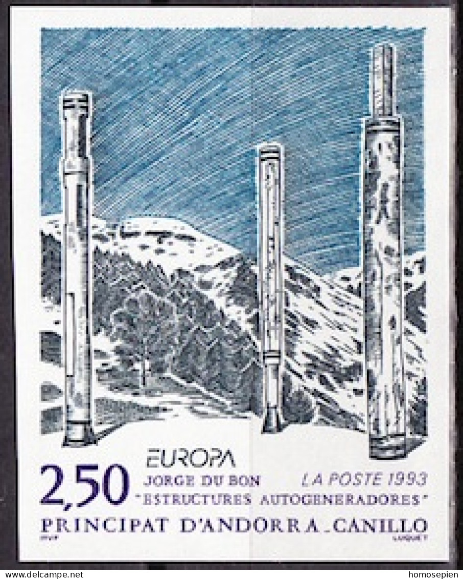 Europa CEPT 1993Andorre Français - Andorra Y&T N°430a - Michel N°451U *** - 2,50f EUROPA - Non Dentelé - 1993