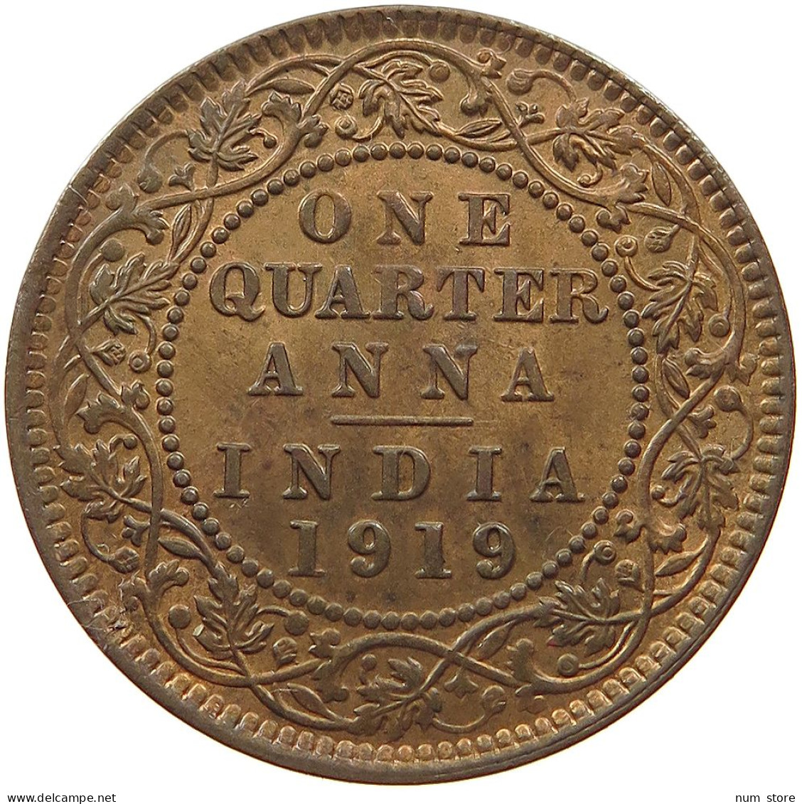 INDIA BRITISH 1/4 ANNA 1919 C George V. (1910-1936) #t071 0203 - Indien