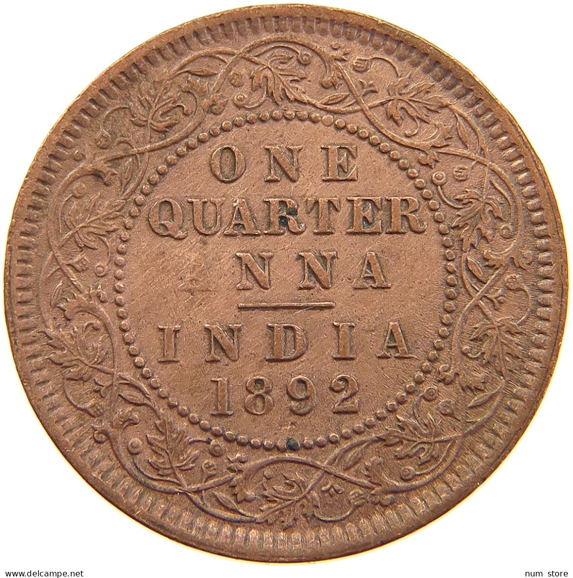 INDIA BRITISH 1/4 ANNA 1892 Victoria 1837-1901 #s080 0009 - Inde