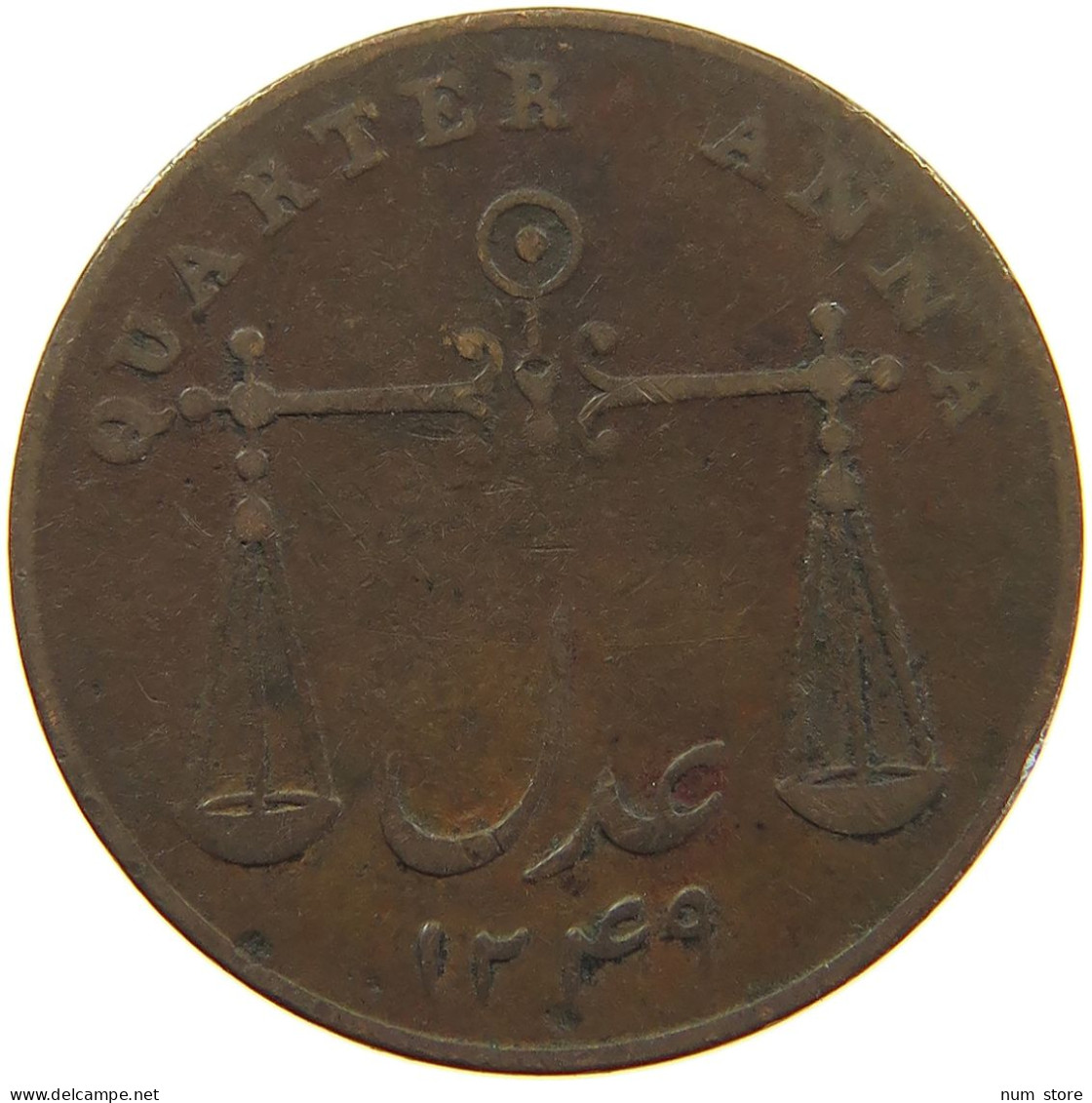 INDIA BRITISH 1/4 ANNA 1833 WILLIAM IV. (1830-1837) #c061 0119 - India