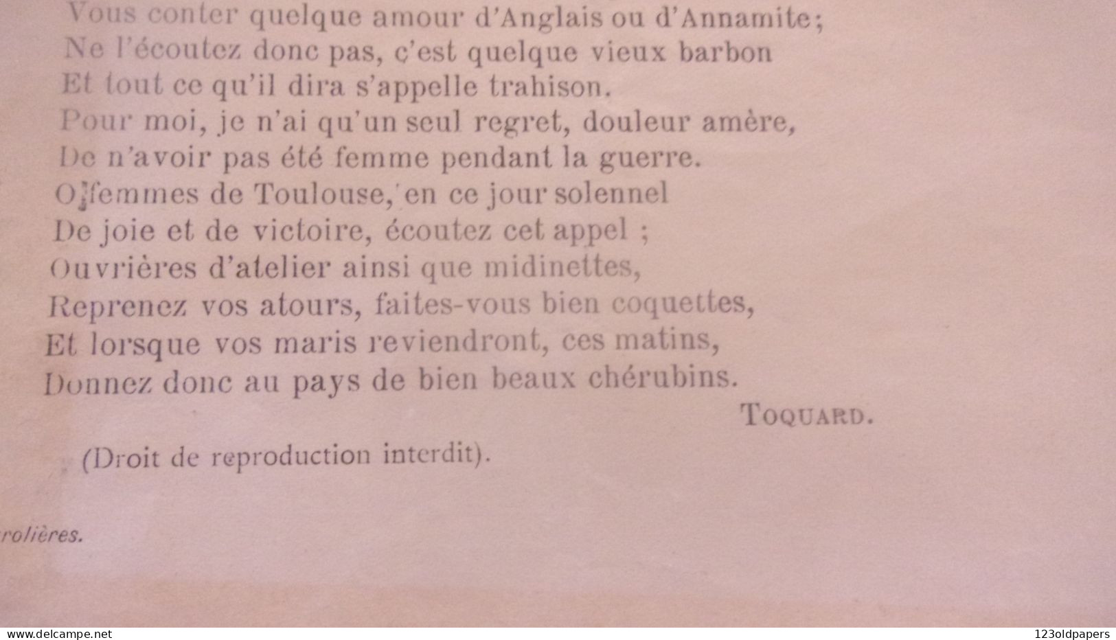 WWI CE QUE LES FEMMES DE TOULOUSE ON FAIT PENDANT LA GUERRE TOQUARD - 1914-18