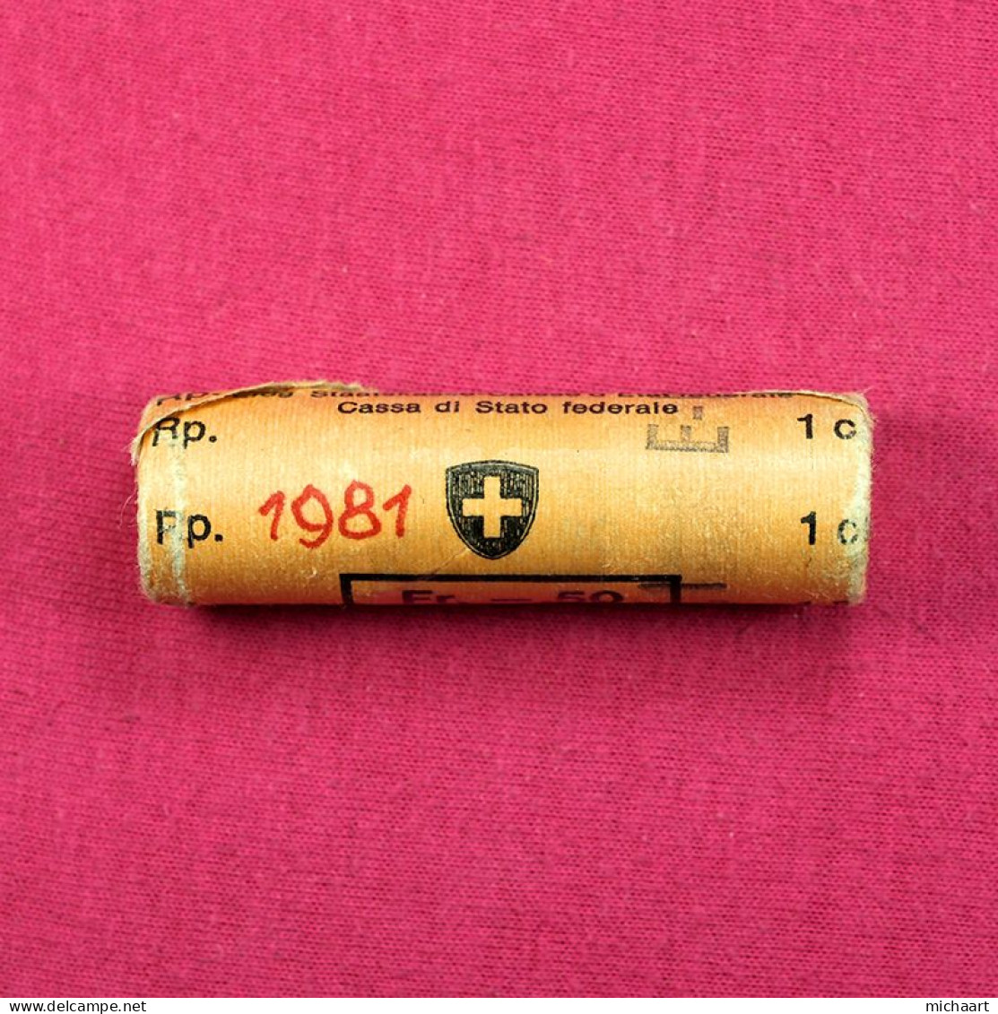 Coins Roll Switzerland 1 Rappen 1981 Roll Of 50 Coins KM#46 BU 02077 - Autres & Non Classés