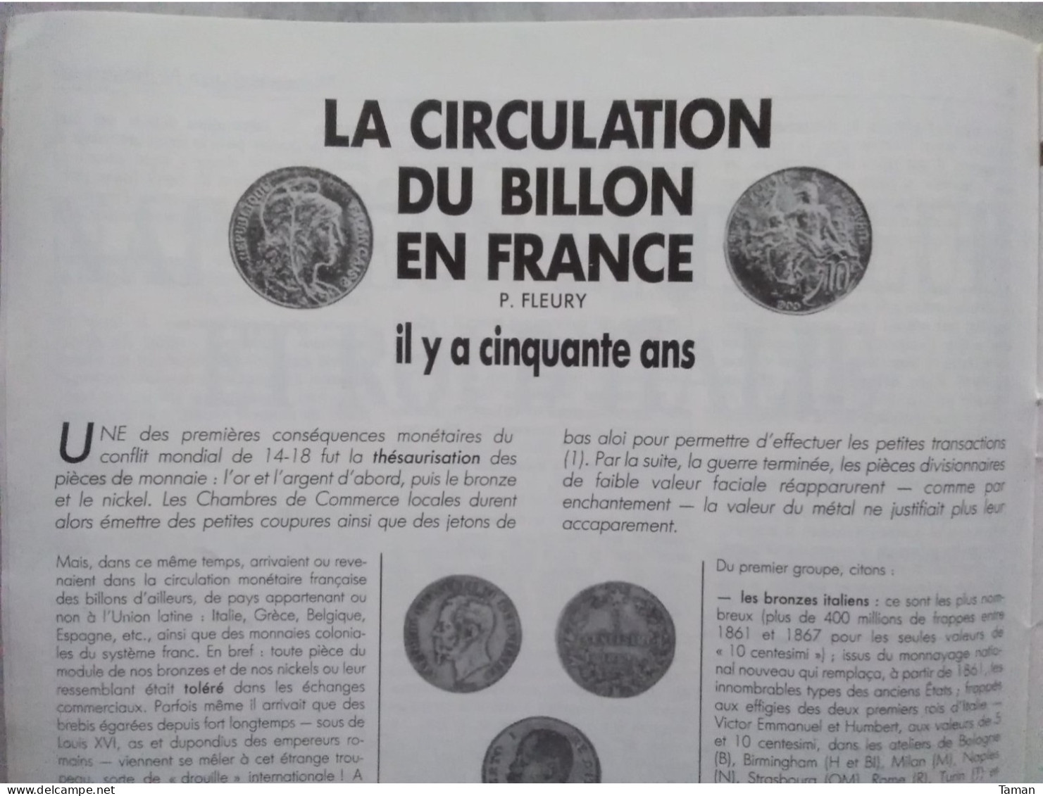 Numismatique & Change - Napoléonides Italie - Circulation Du Billon En France - Grèce Antique - Royales - Belgique - Francés
