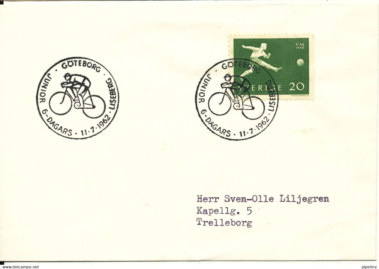 Sweden Cover Liseberg 11-7-1963 With Special BICYCLE Postmark - Cartas & Documentos