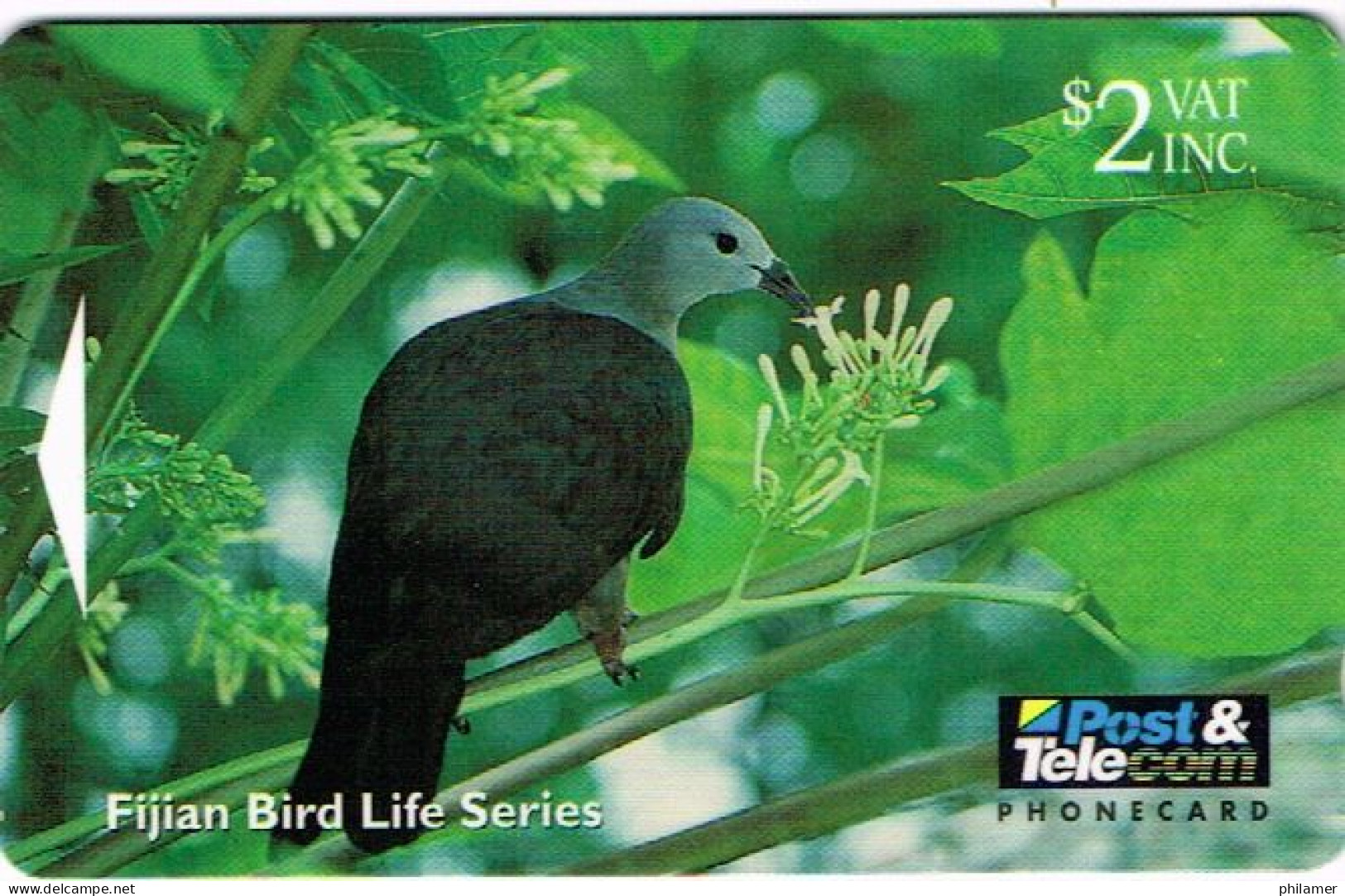 Fidji Fiji TELECARTE PHONECARD Telecom Pacific Pigeon Bird Oiseau Ducula 2 Dolalrs Ut BE - Fidschi