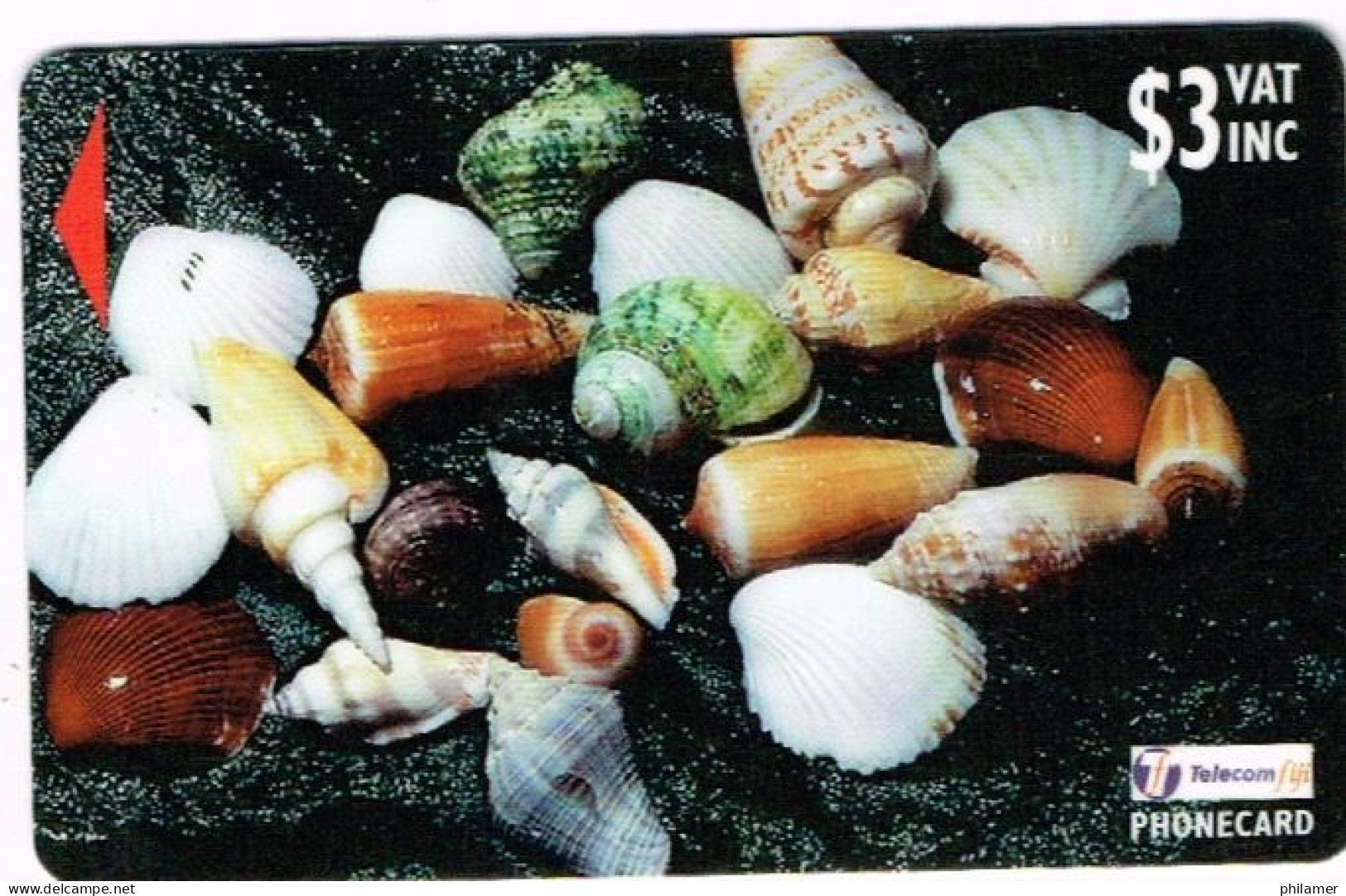 Fidji Fiji TELECARTE PHONECARD Telecom Coquillage Sea Shell Cone Palourde Volute  3 Dolalrs Ut BE - Fiji