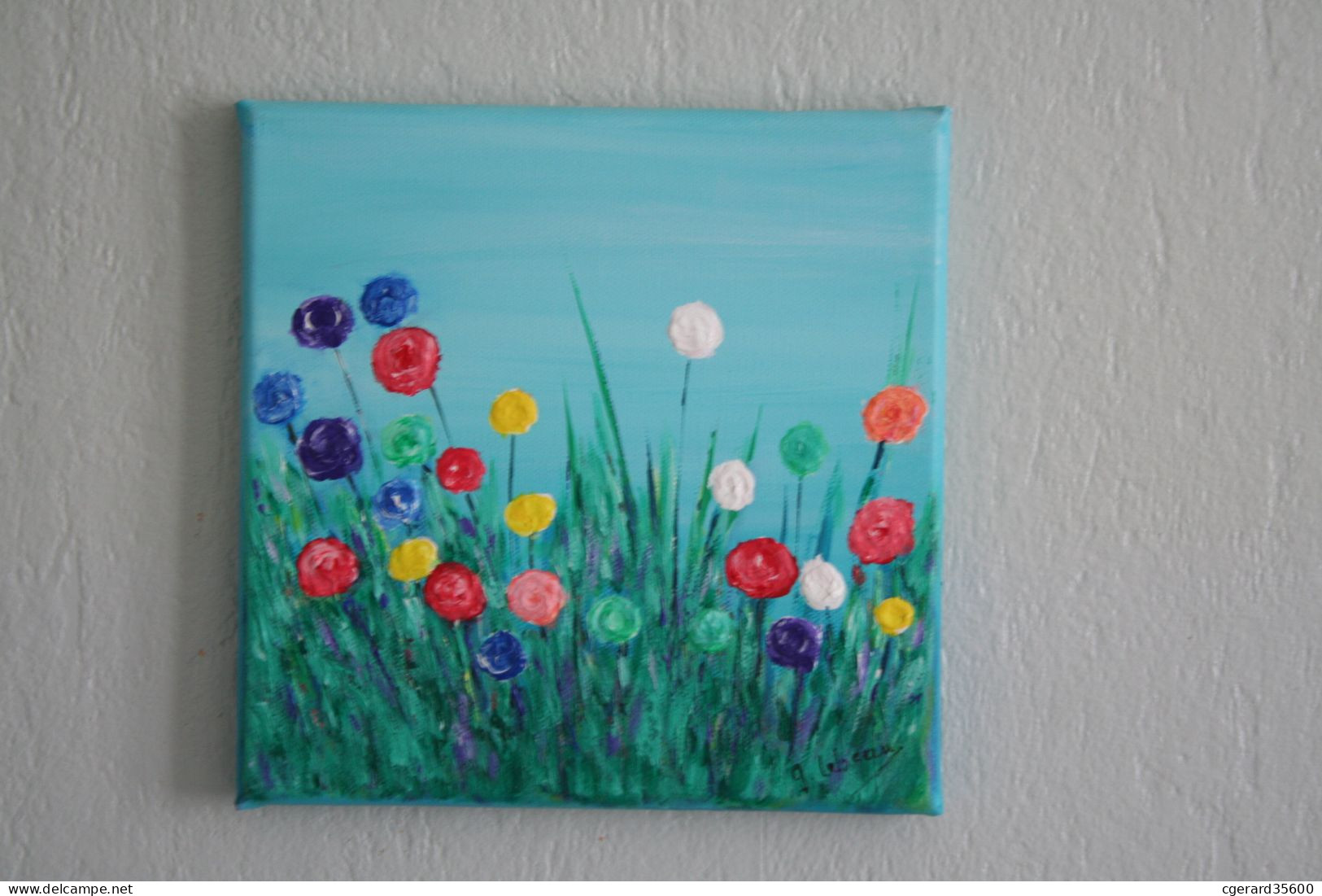 Tableau Peinture Moderne Signé ( Fleurs ) - Acryl