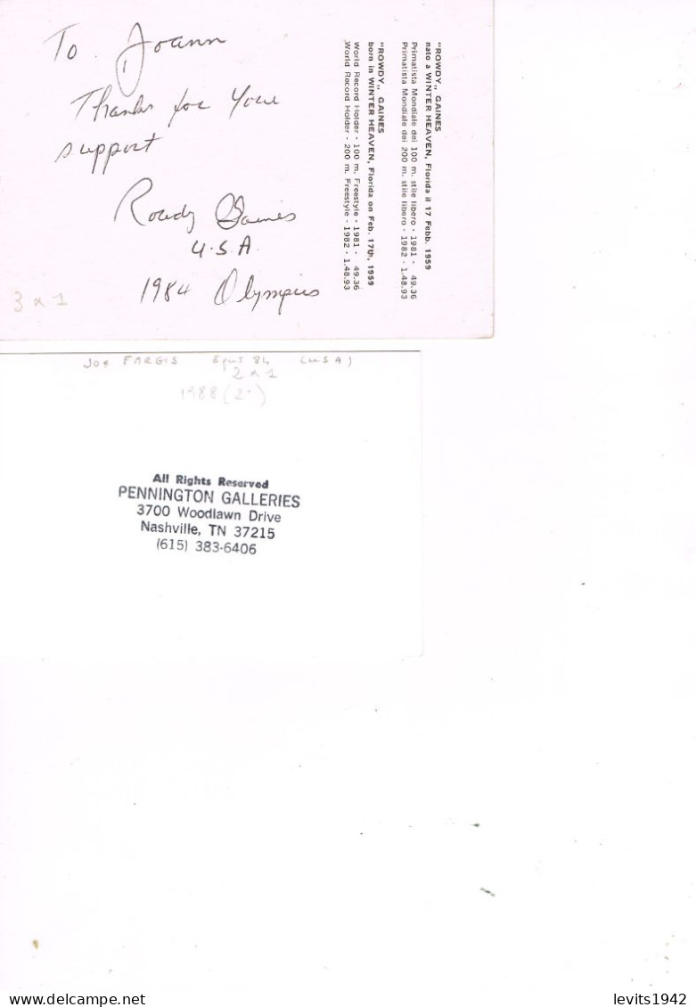 JEUX OLYMPIQUES - AUTOGRAPHES DE MEDAILLES OLYMPIQUES - CONCURRENTS DES ETATS-UNIS  - - Authographs