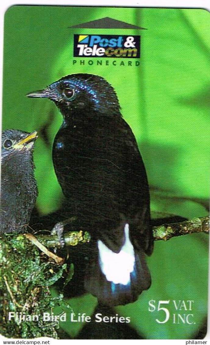 Fidji Fiji TELECARTE PHONECARD Telecom Oiseau Birdlamprolia Silktail 1994 5 Dollars Ut BE - Fidschi