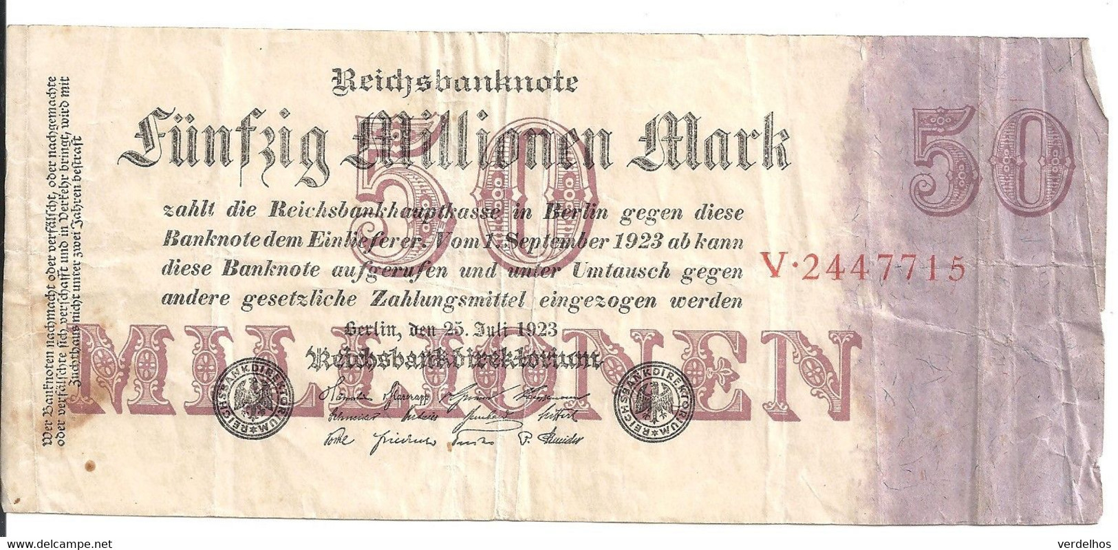 ALLEMAGNE 50 MILLIONEN MARK 1923 VF P 98 - 50 Miljoen Mark