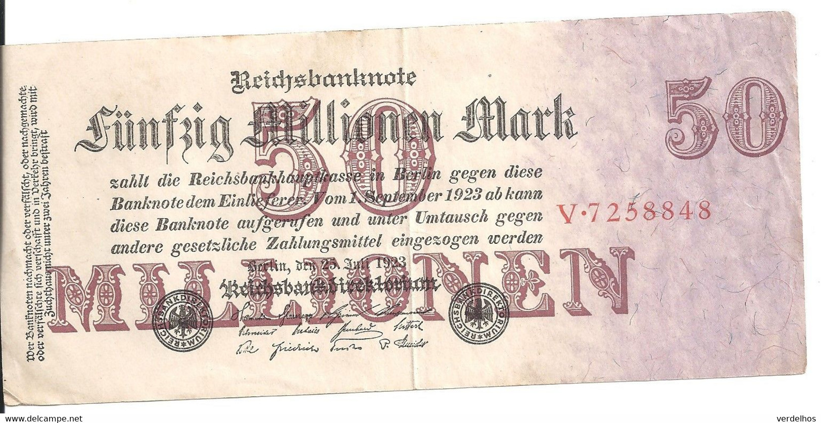 ALLEMAGNE 50 MILLIONEN MARK 1923 VF P 98 - 50 Miljoen Mark