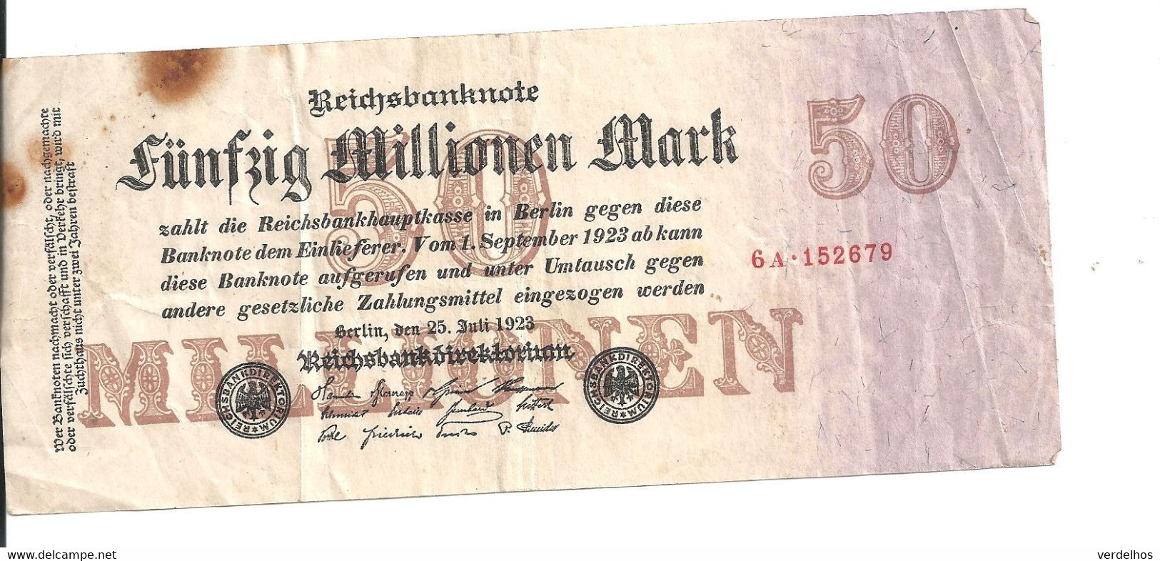 ALLEMAGNE 50 MILLIONEN MARK 1923 VF P 98 - 50 Miljoen Mark