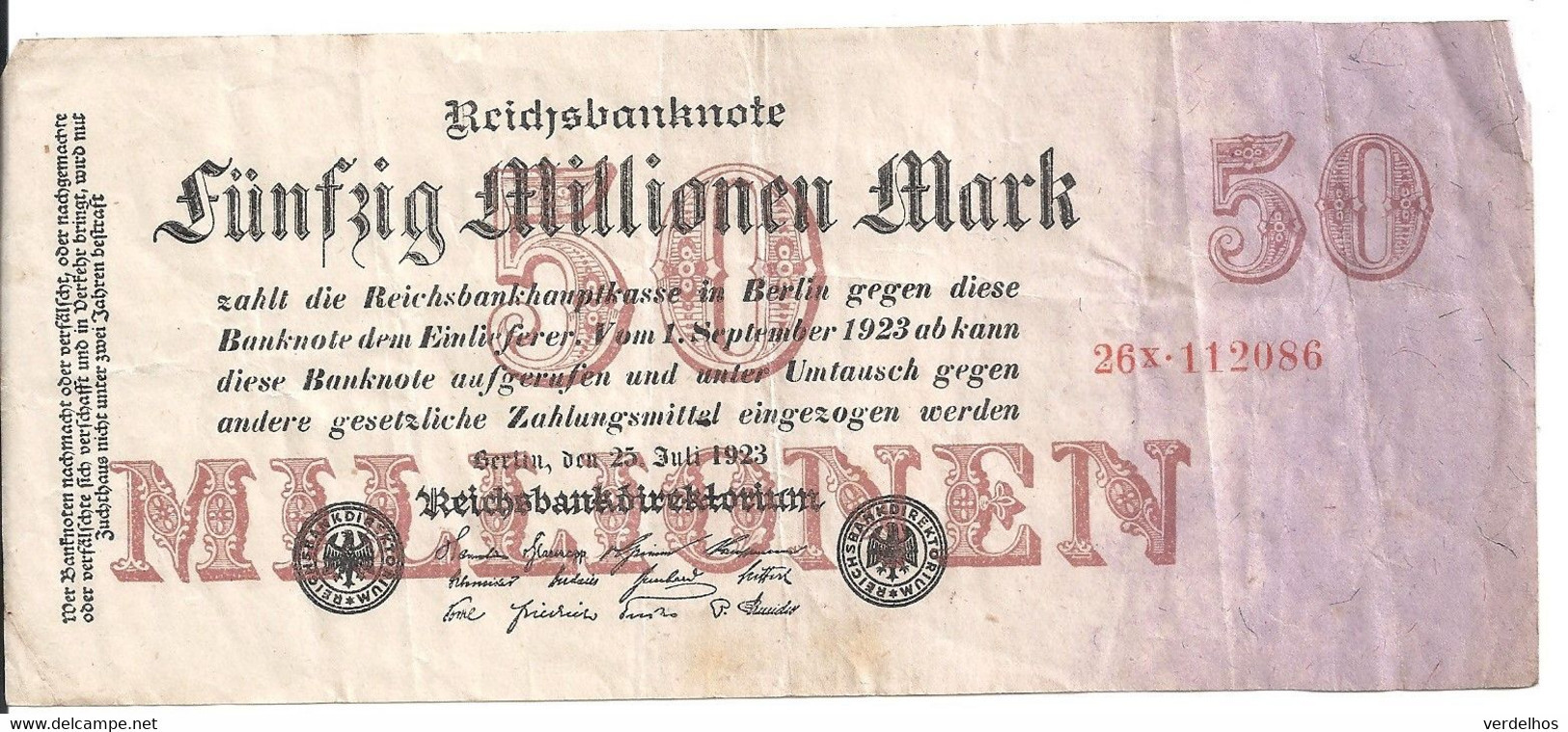 ALLEMAGNE 50 MILLIONEN MARK 1923 VF P 98 - 50 Miljoen Mark