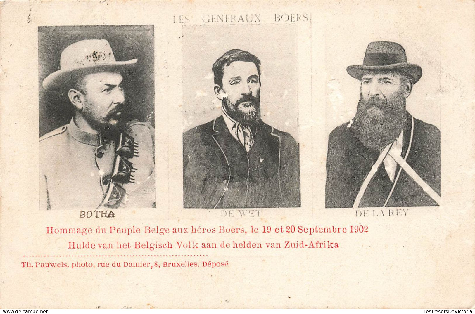 POLITIQUE - Personnages - Les Généraux Boers - Botha - Dewet - De La Rey - Carte Postale Ancienne - People