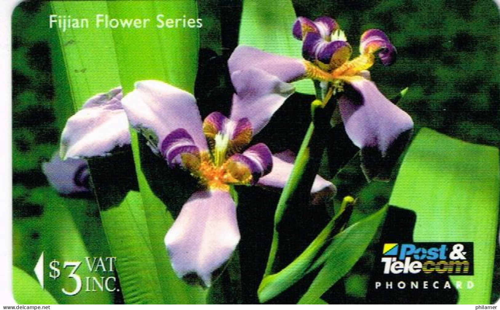 Fidji Fiji TELECARTE PHONECARD Telecom Flower Day Iris Fleur 3 Dollars 1995 Ut BE - Fidji