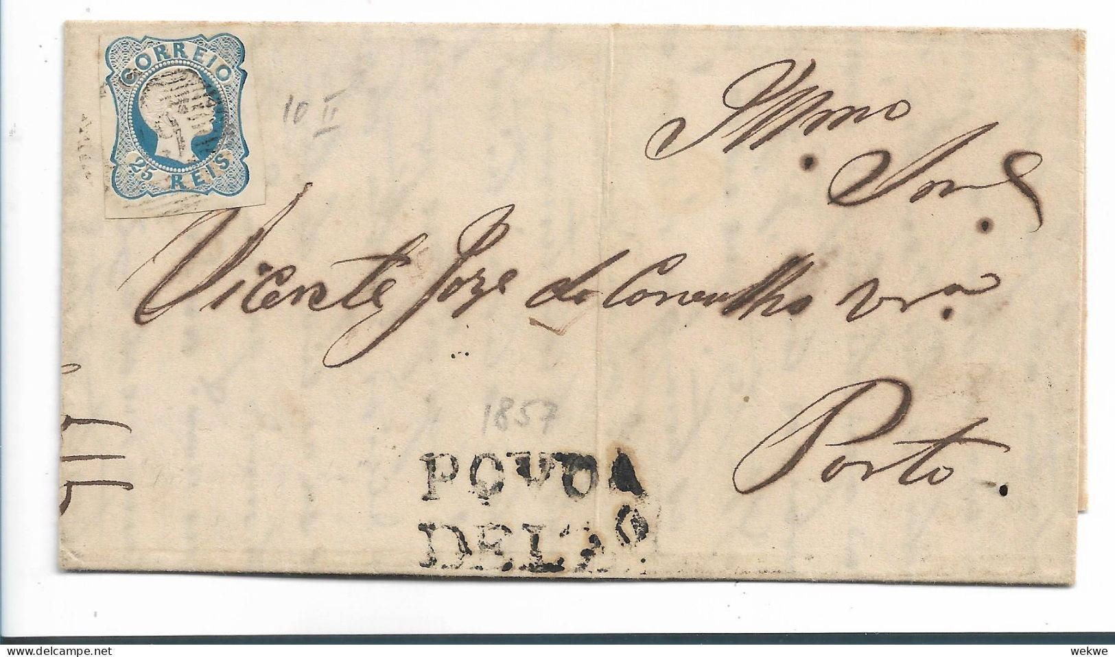 PORTUGAL  008 /  Mi.Nr. 10/I, Don PEDRO 1867 Nach Porto, Mit Inhalt - Lettres & Documents