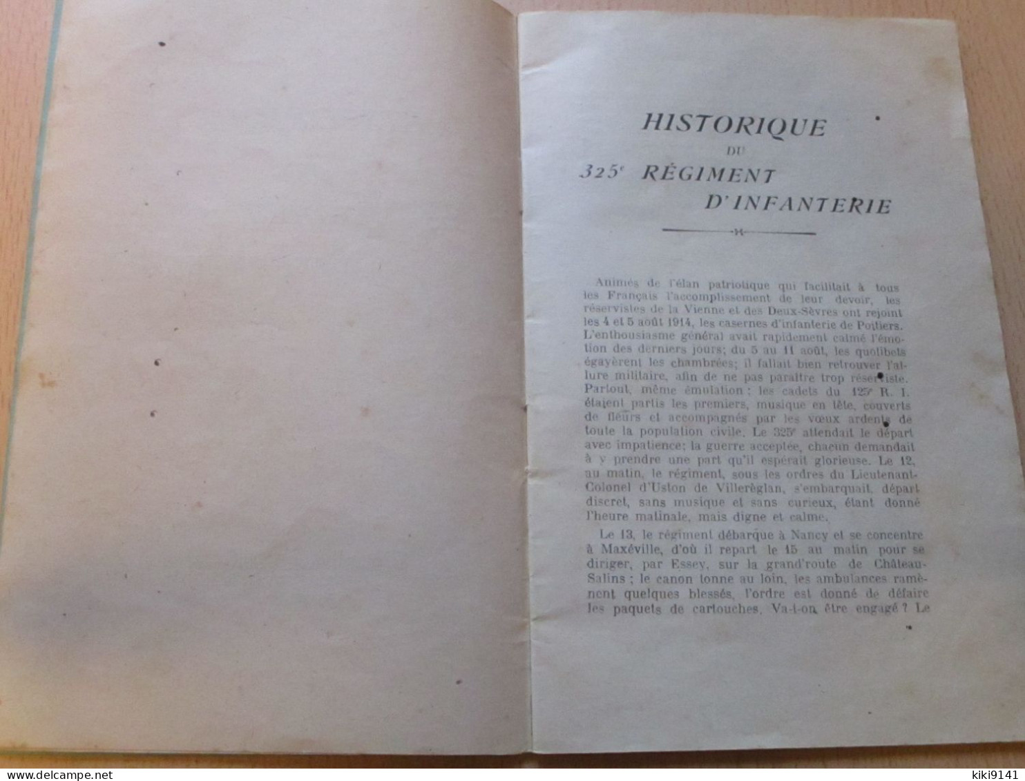 Historique Du 325è Régiment D'Infanterie (42 Pages) - Français