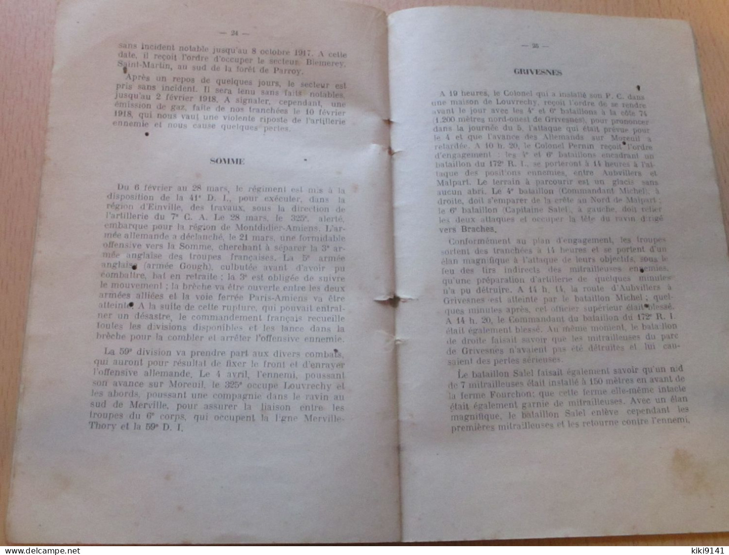 Historique Du 325è Régiment D'Infanterie (42 Pages) - Francese