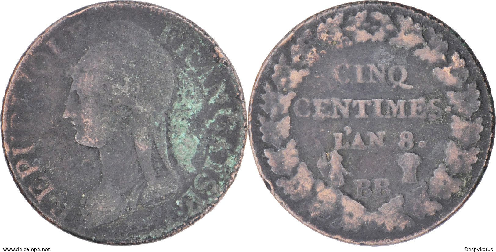 FRANCE - An 8 (1800) - 5 Centimes Dupré - Strasbourg (BB) -16-066 - 5 Centimes