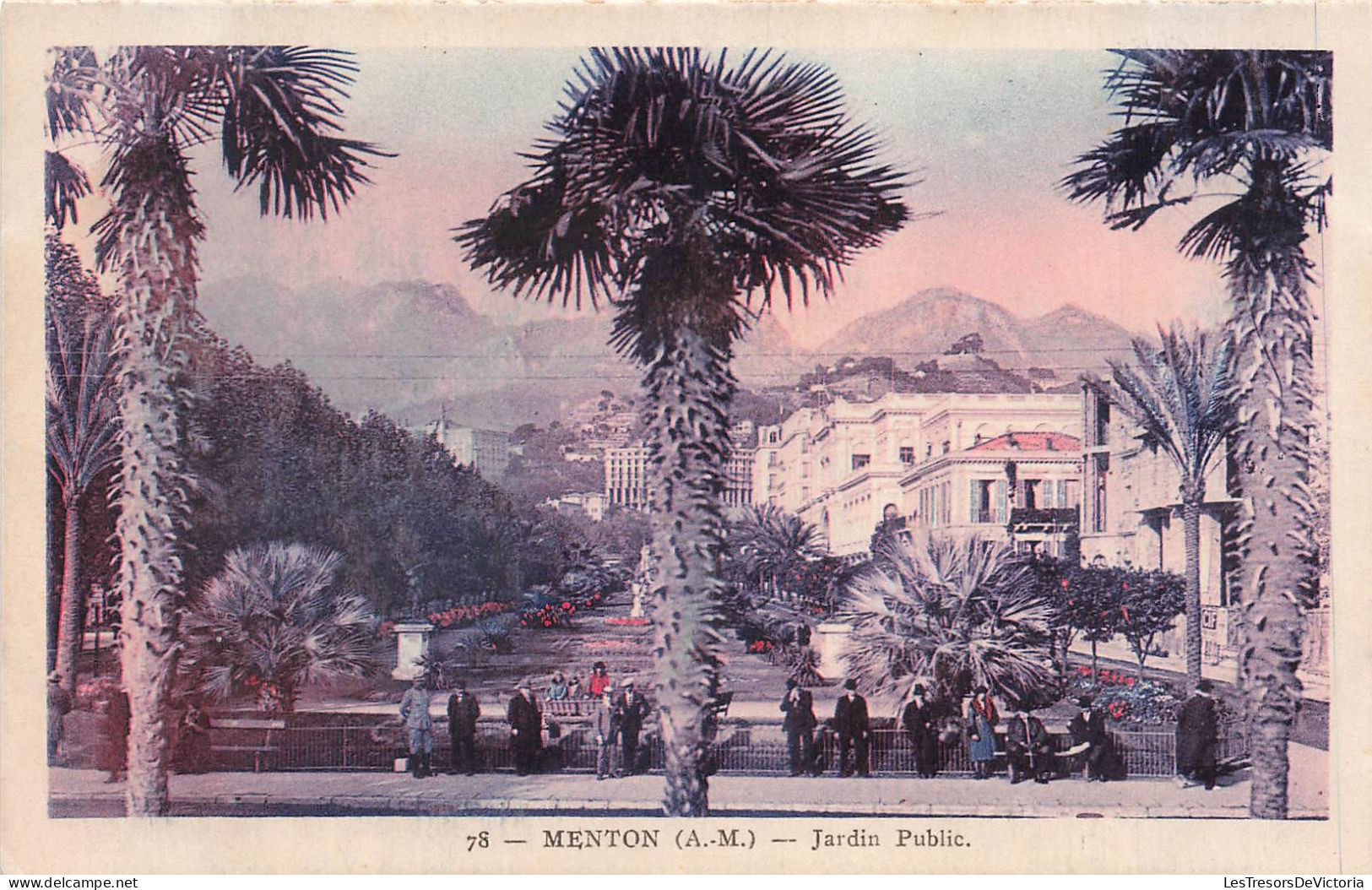 FRANCE - Menton (AM) - Jardin Public - Palmiers - Colorisé - Animé - Carte Postale Ancienne - Menton