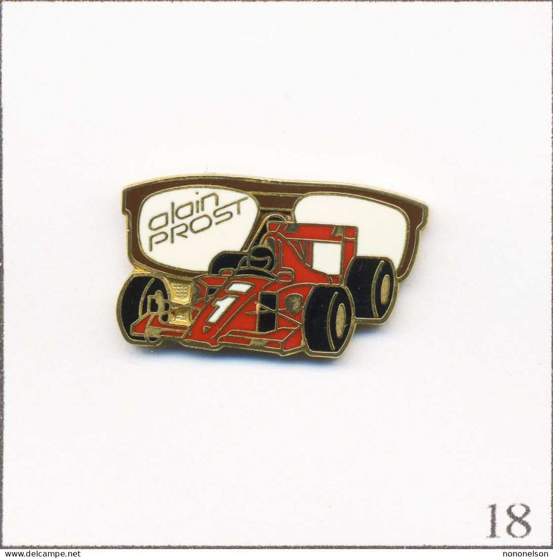 Pin's Automobile - Formule 1 / Ferrari 641 N°1 D’Alain Prost - Version Lunettes Marrons. Est. AB. Zamac Fin. T704-18 - F1