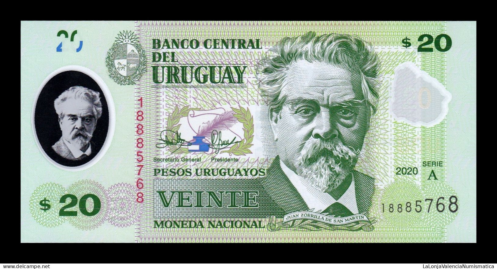 Uruguay 20 Pesos Uruguayos 2020 Pick 101 Serie A Polymer Sc Unc - Uruguay