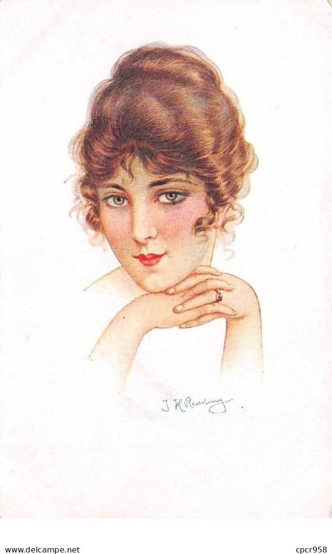 Illustrateur - N°68394 - Reading - Rêverie - Jeune Femme - Série 1021 à 1025 - Reading