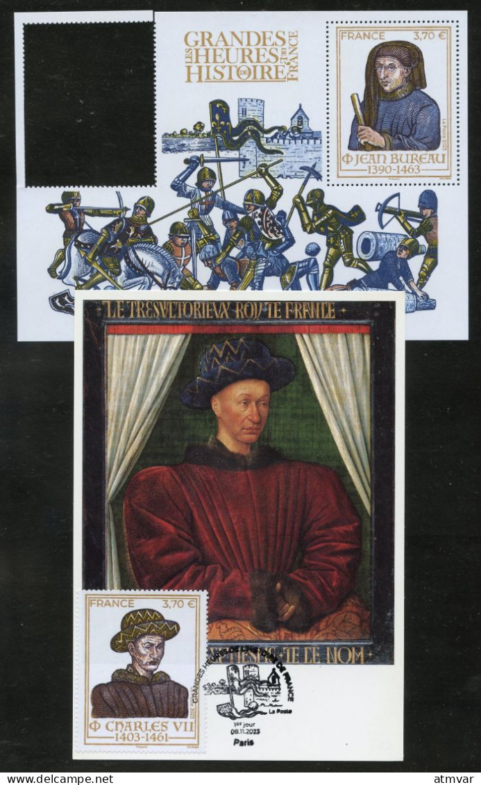 FRANCE (2023) Carte Maximum Card + Timbre -Grandes Heures Histoire La Bataille De Castillon 1453 Charles VII Jean Bureau - 2020-…