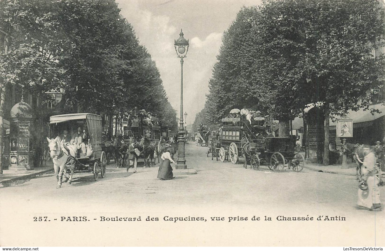 FRANCE - Paris - Boulevard Des Capucines, Vue Prise De La Chaussée D'Antin - Animé - Carte Postale Ancienne - Plätze