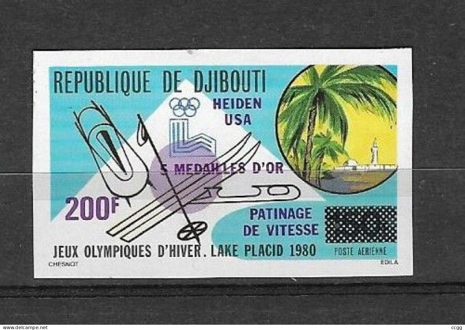 Olympische Spelen  1980 , Djibouti  - Zegel Postfris - Hiver 1980: Lake Placid