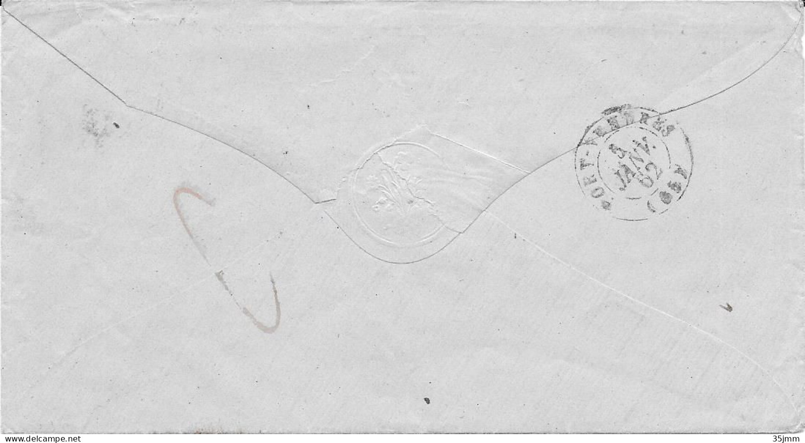 Grande Bretagne Pour La France, Lombard Street Londres Pour Port Vendre Ambulant Angl Amb Calais 1862 - Covers & Documents