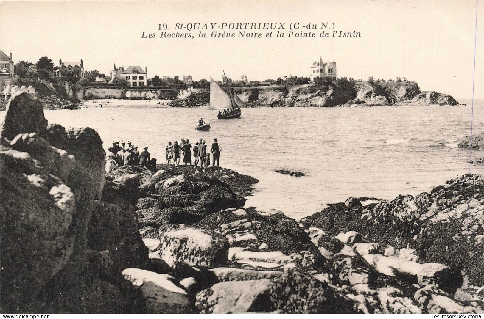 FRANCE - St Quay Portrieux - Les Rochers, La Grève Noire Et La Pointe De L'Isnin - Animé - Carte Postale Ancienne - Saint-Quay-Portrieux