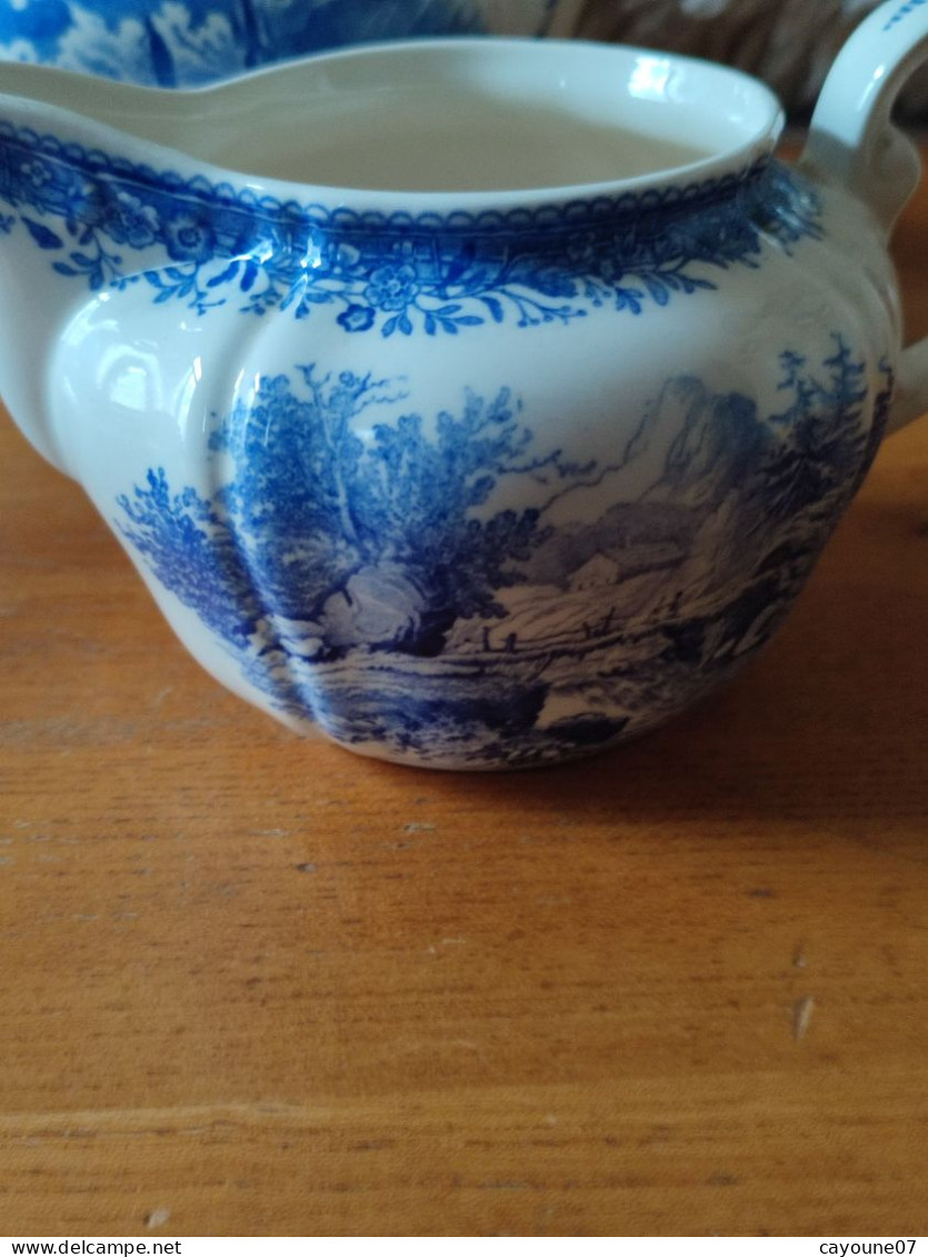 Villeroy & Boch théière crémier tasse à thé soucoupe en faïence service Burgenland bleu