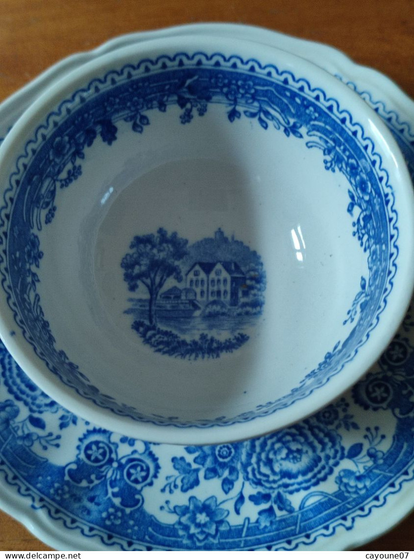 Villeroy & Boch théière crémier tasse à thé soucoupe en faïence service Burgenland bleu