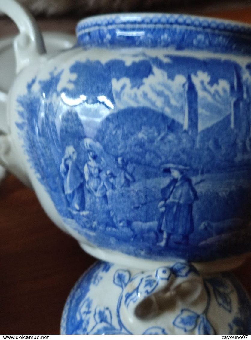 Villeroy & Boch théière crémier tasse à thé soucoupe en faïence service Burgenland bleu