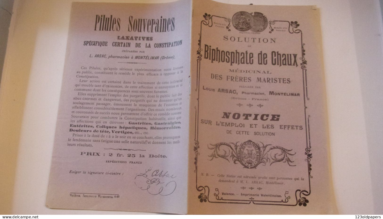 RARE CATALOGUE SAINT CHAMOND FRERES MARISTES ND DE L HERMITAGE SOLUTION BIPHOSPHATE DE CHAUX MEDICINAL PHARMACIE ARSAC - 1900 – 1949