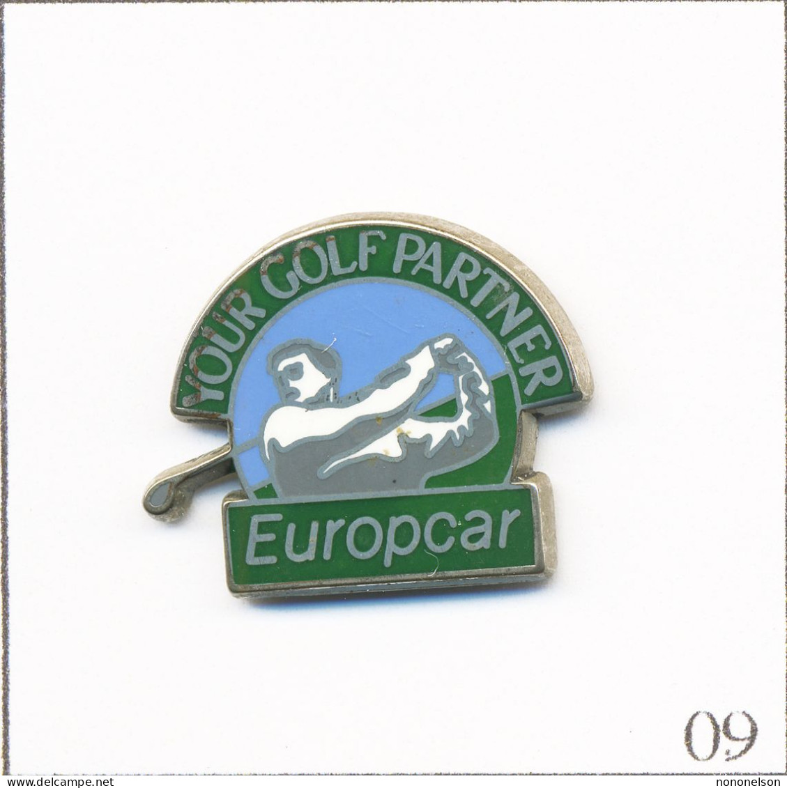 Pin's Sport - Golf / Sponsor Europcar “Your Golf Partner“. Non Estampillé. Zamac Base Chromée. T710-09 - Golf