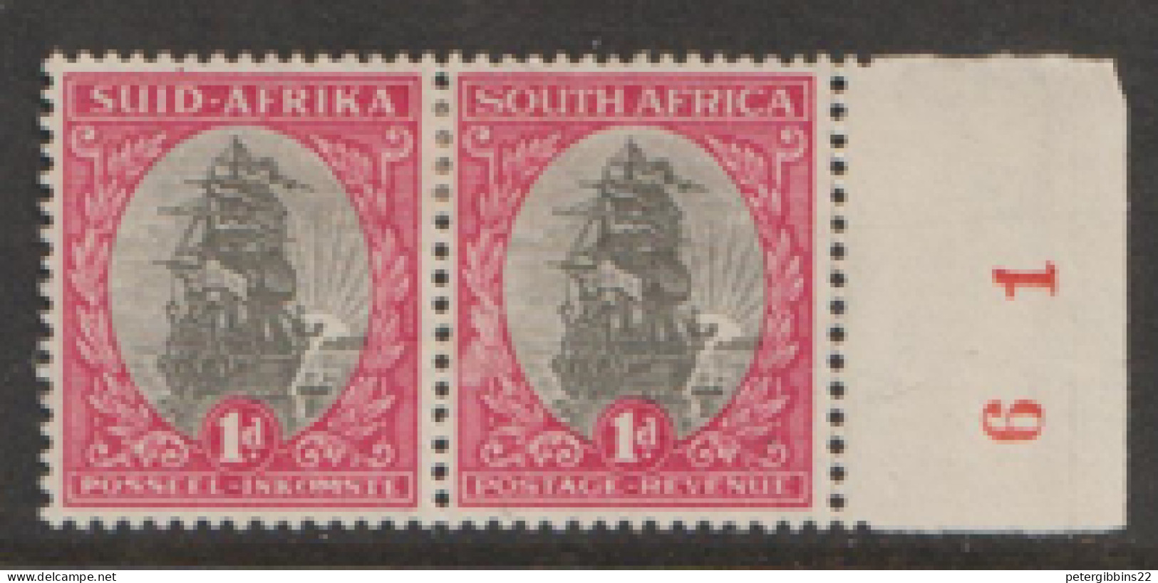 South Africa  1947 SG 115  1d Marginal  Mounted Mint - Unused Stamps
