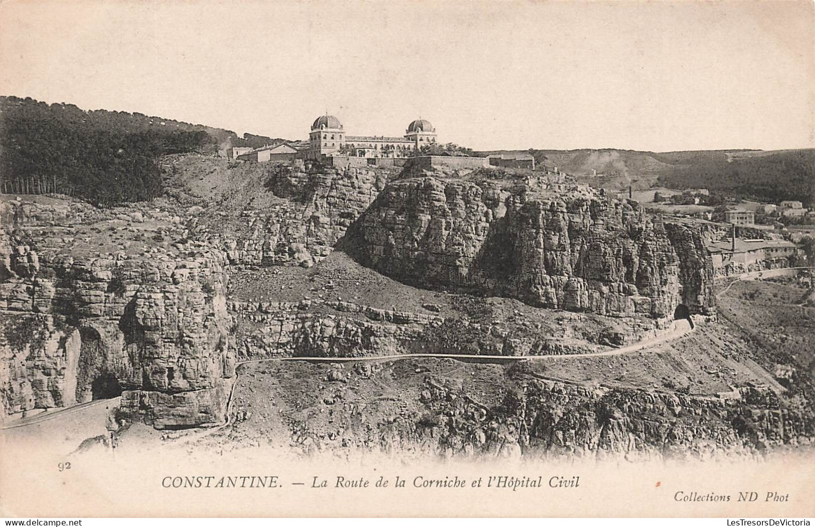 ALGERIE - Constantine - La Route De La Corniche Et L'hôpital Civil - Carte Postale Ancienne - Constantine