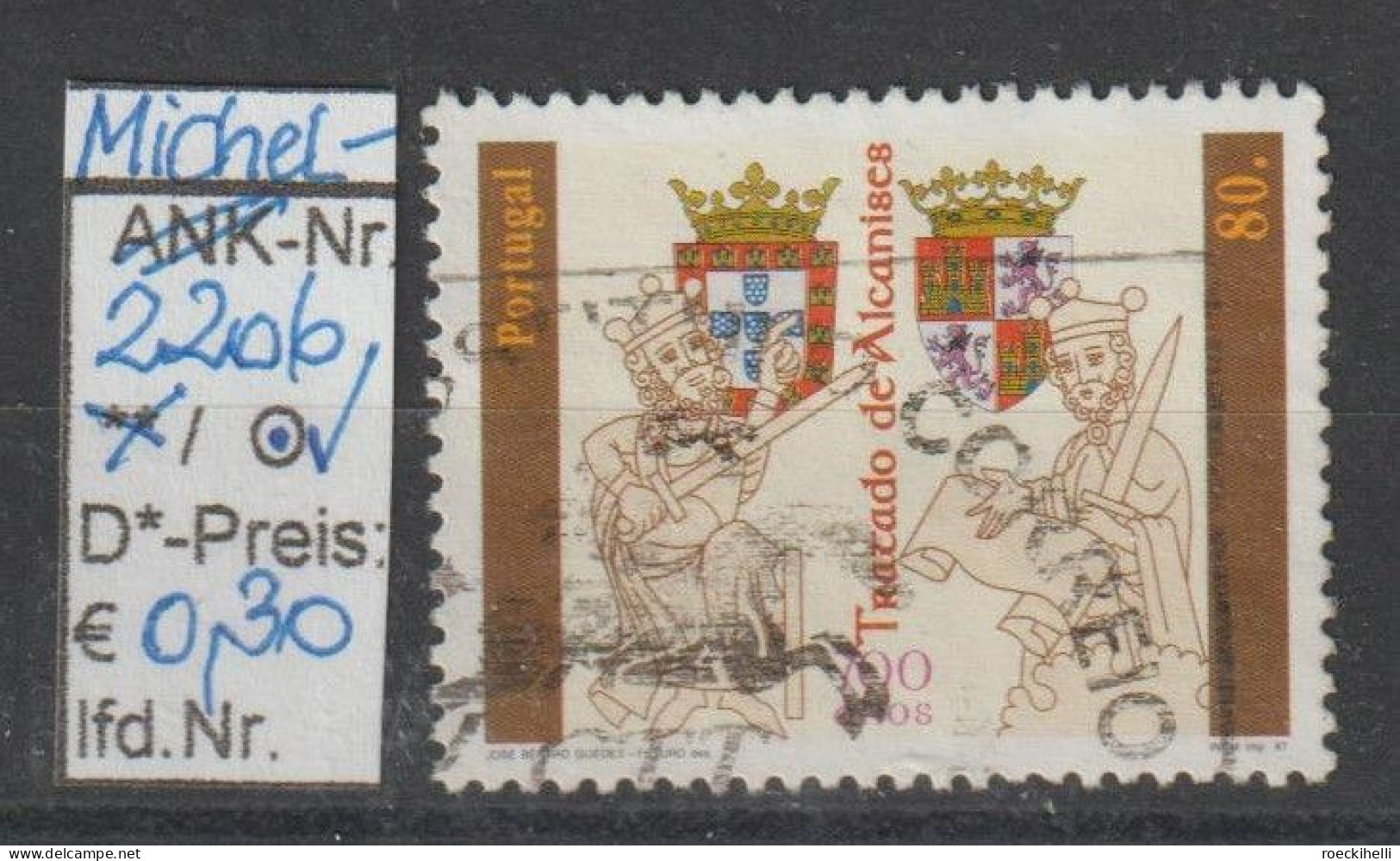 1997 - PORTUGAL - SM "700. Jahrestag - Vertrag V. Alcanices" 80 E Mehrf. - O Gestempelt - S.Scan (port 2206o) - Gebruikt