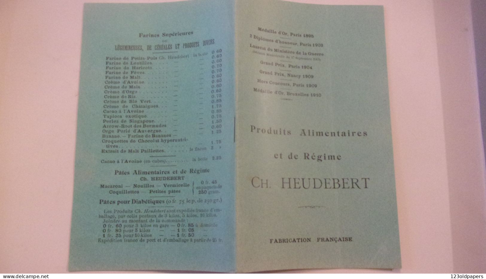 RARE CATALOGUE CH HEUDEBERT BISCOTTES PAIN FARINE BOULANGERIE PAIN DE CHATEL GUYON...GLUTEN... VERS 1910 - 1900 – 1949