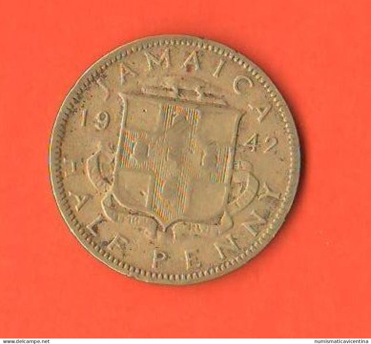 Jamaica Hal Penny 1942 King George VI° Giamaica Brass Coin - Jamaique